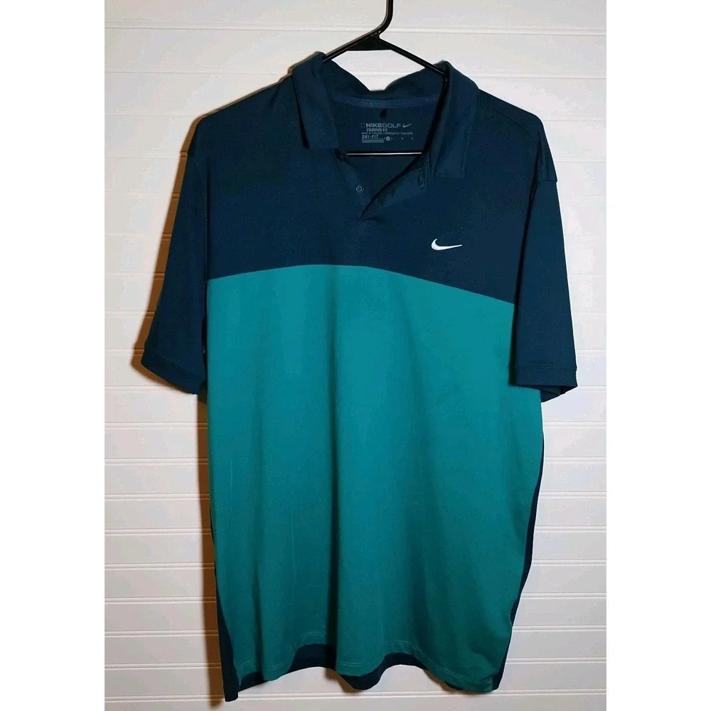Nike Golf Polo Shirt‎ Men's Size Lg Large Dri-Fit 2 Toned Green Color Way